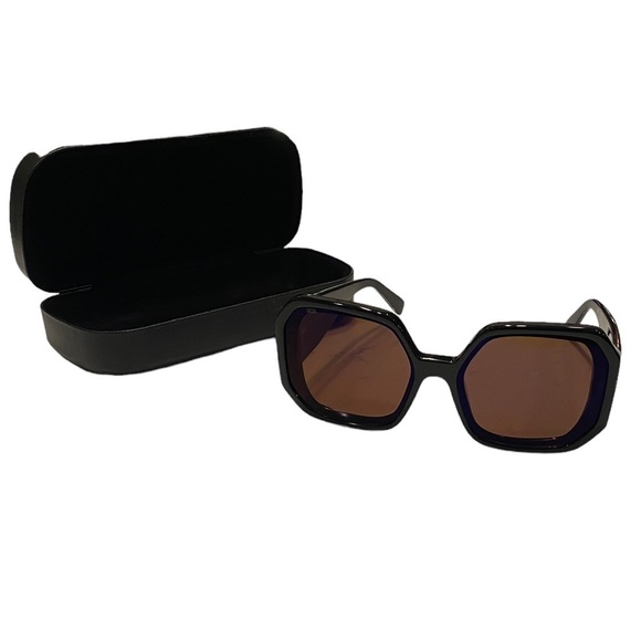 MCM Geometric Sunglasses 709S 002-Gradient-Black/White Leather Inserts - Picture 7 of 15